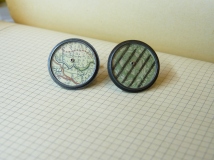 Cufflinks with large green map + stamp (24mm across) was £90 / now £40